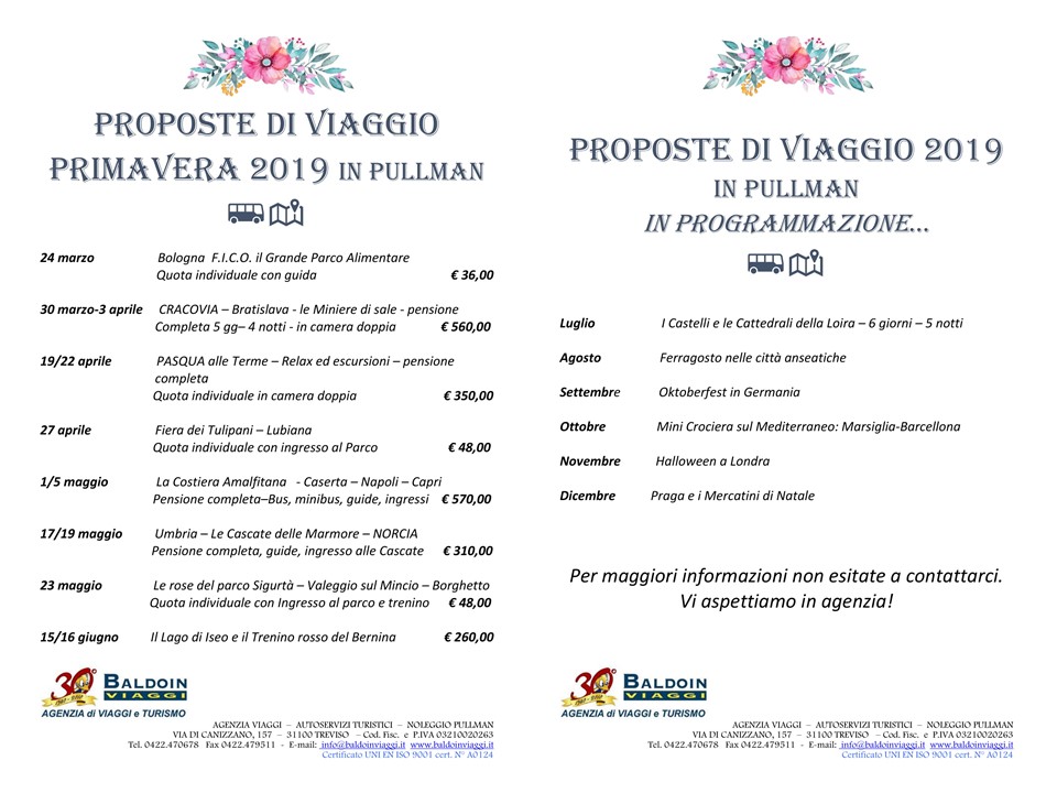 PROGR PER FB Proposte di viaggio 2019